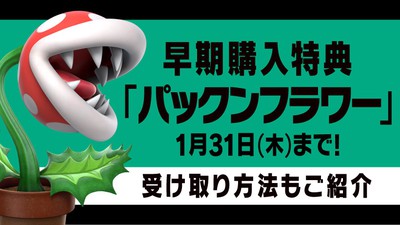 1月31日(木)までに『スマブラSP』を買うと、早期購入特典の新ファイター「パックンフラワー」がもらえる！すでにソフトをお持ちの方も、受け取りに必要な手続きをお忘れなく！  | トピックス | Nintendo